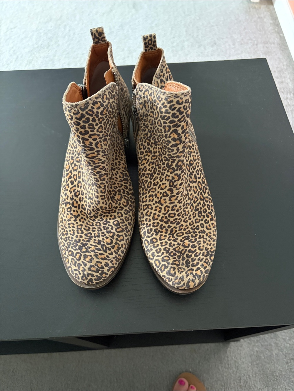 Lucky Brand Leopard-Print Ankle Booties in Tan and Black